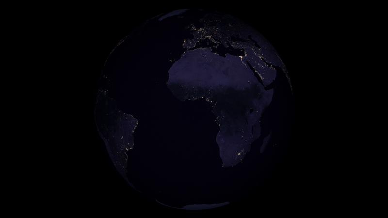 Animation of earth rotating at night